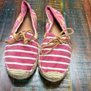 Sperry Red and White Striped Lace-Up Espadrilles